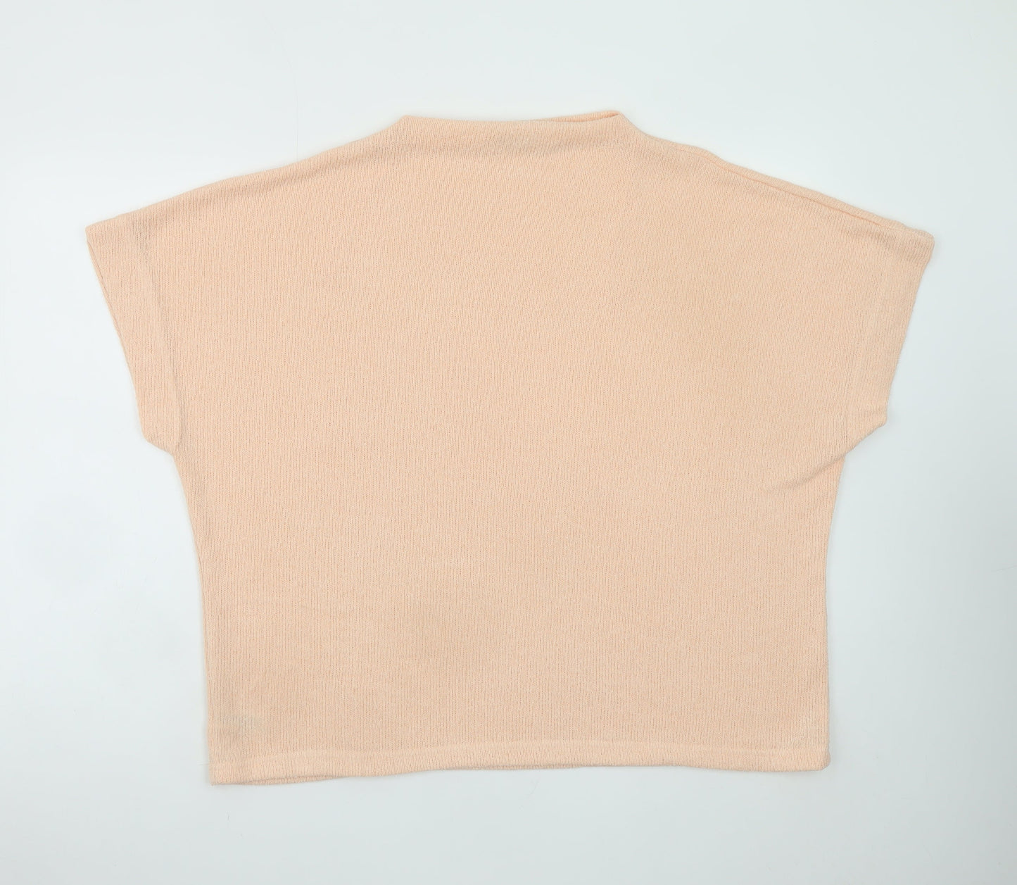 Gallery Womens Beige XL Relaxed Knit Short Sleeve Jumper