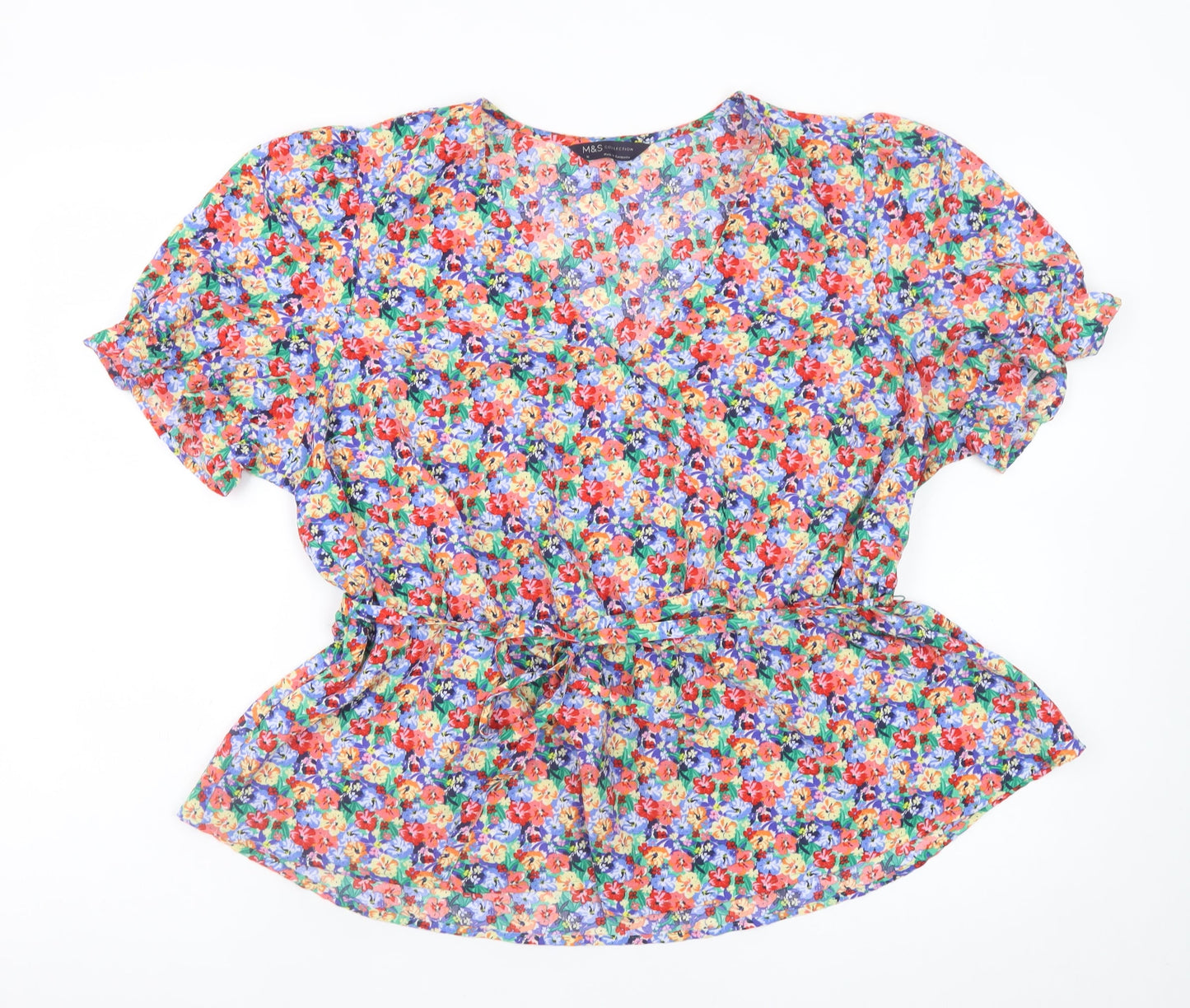 Marks and Spencer Women’s Multicoloured Floral Wrap Blouse Size 16