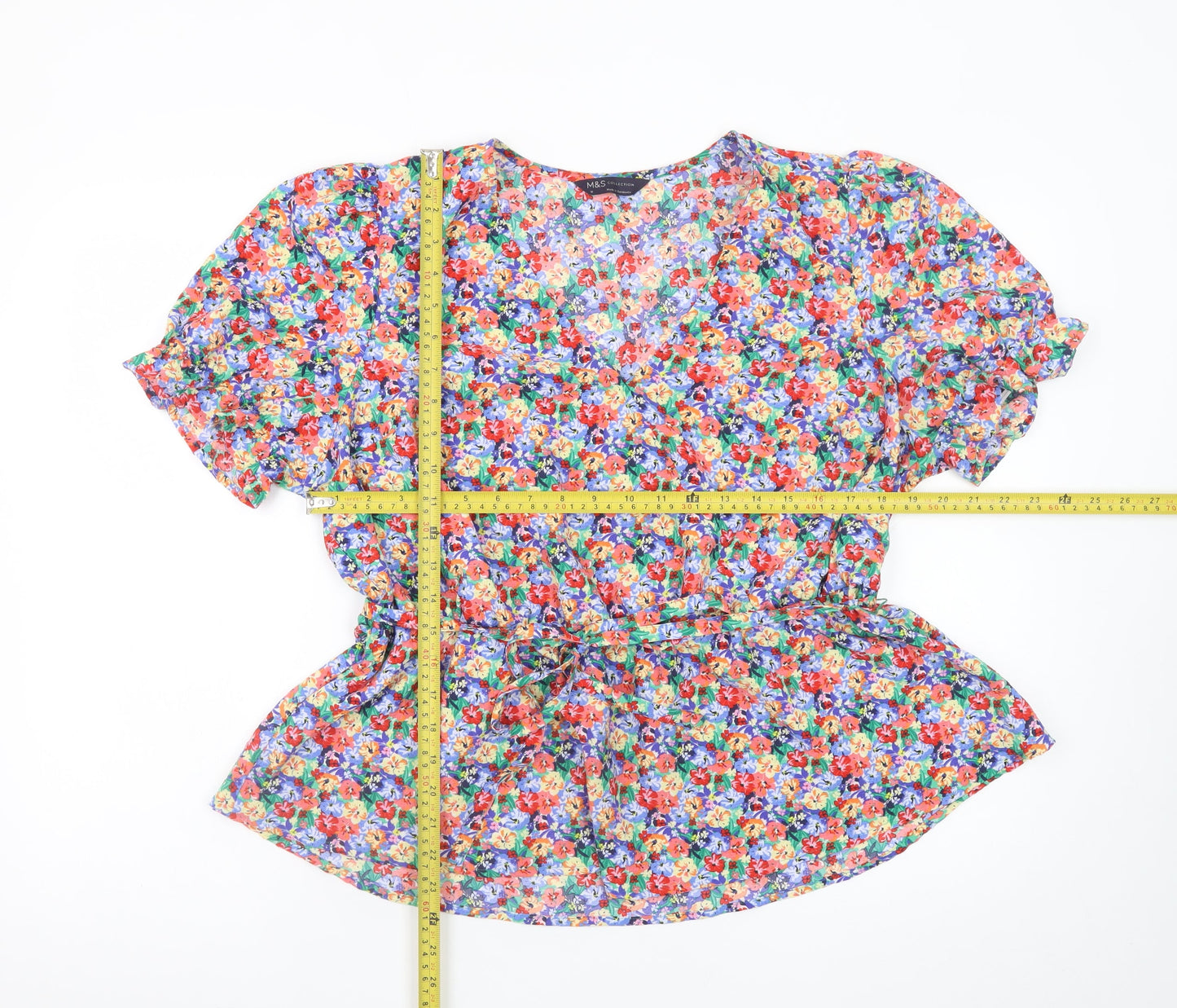 Marks and Spencer Women’s Multicoloured Floral Wrap Blouse Size 16