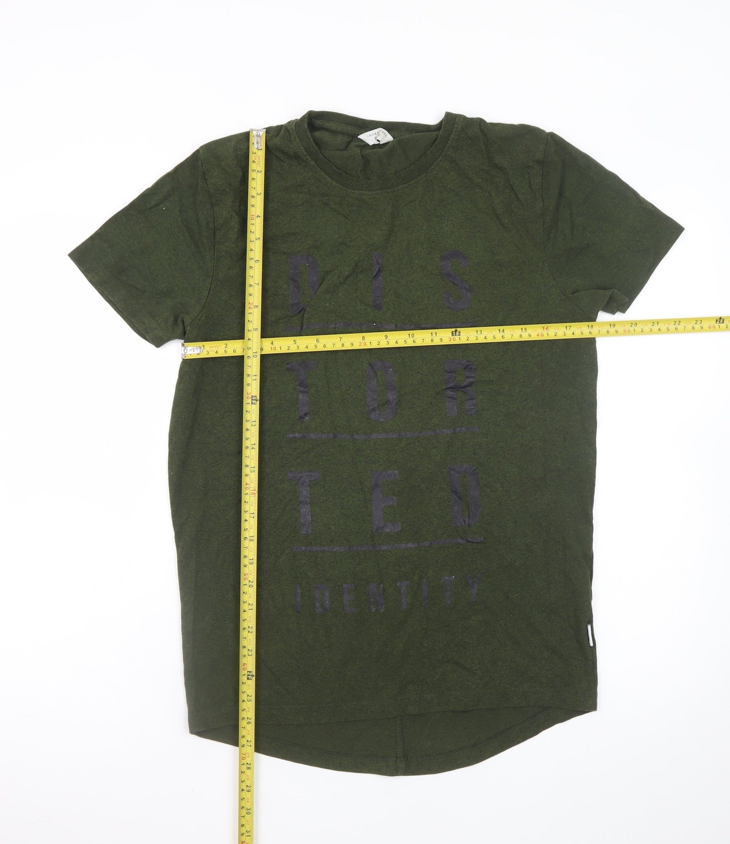 Jack & Jones Men's Green Graphic Print Crew Neck T-Shirt Size L