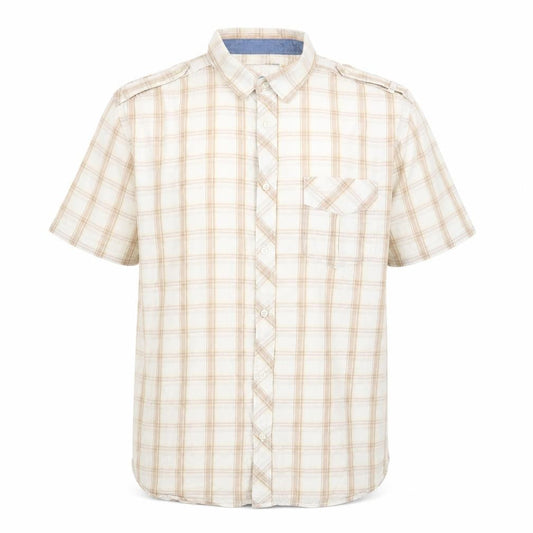 Wrangler Men’s Beige Plaid Short Sleeve 2XL Button-Up Cotton Shirt