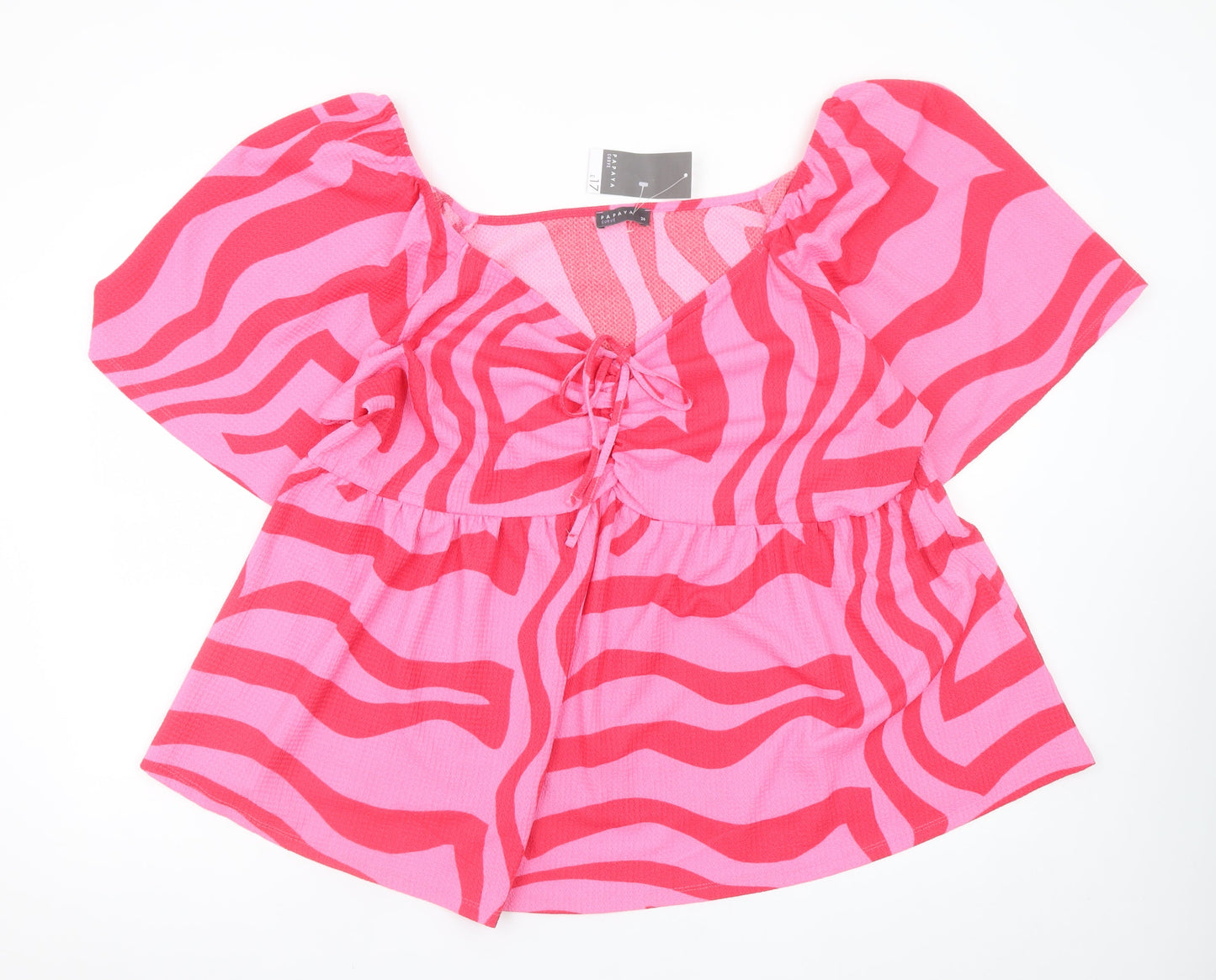 Papaya Curve Women’s Pink Animal Print Tunic Blouse Size 24