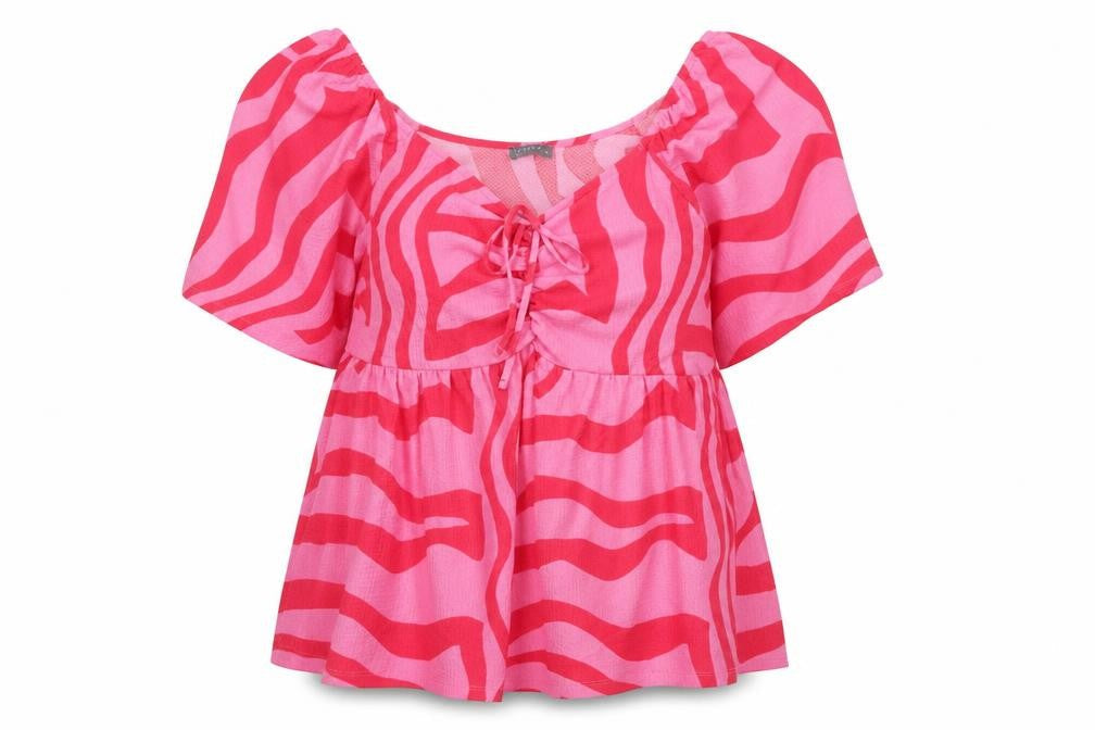 Papaya Curve Women’s Pink Animal Print Tunic Blouse Size 24
