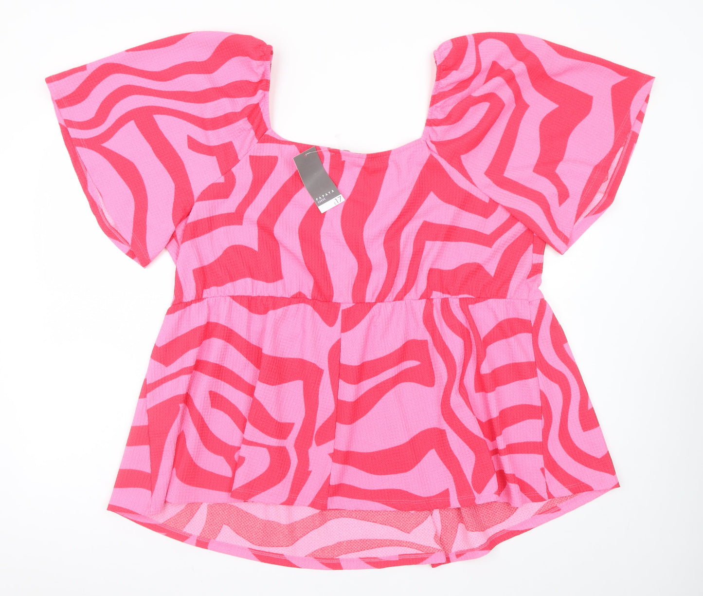 Papaya Curve Women’s Pink Animal Print Tunic Blouse Size 24
