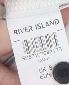 River Island Men's White Slim Fit Striped Short Sleeve Button-Up Shirt S