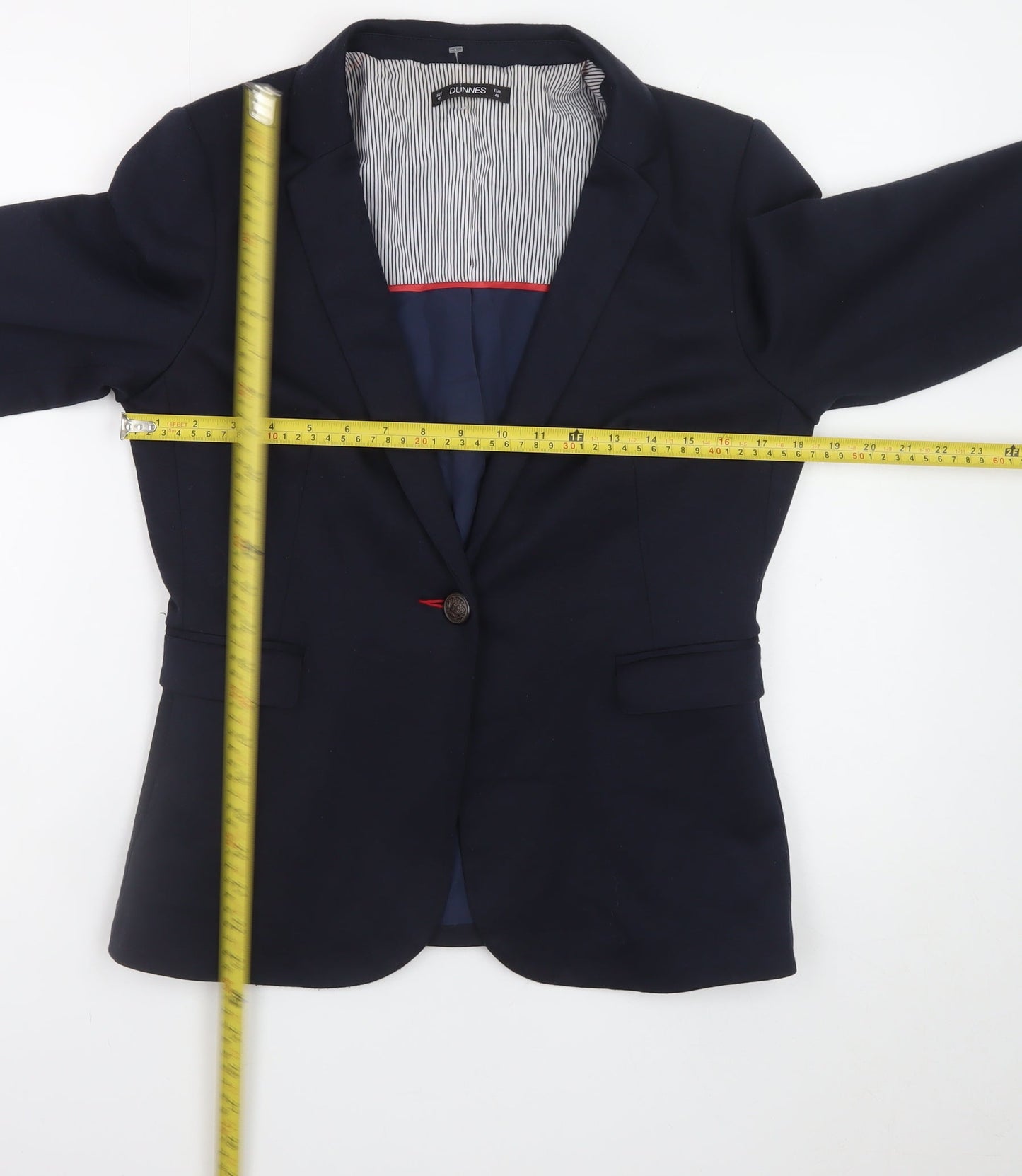Dunnes Women’s Navy Blue Blazer Size 12 Regular Fit Business Jacket