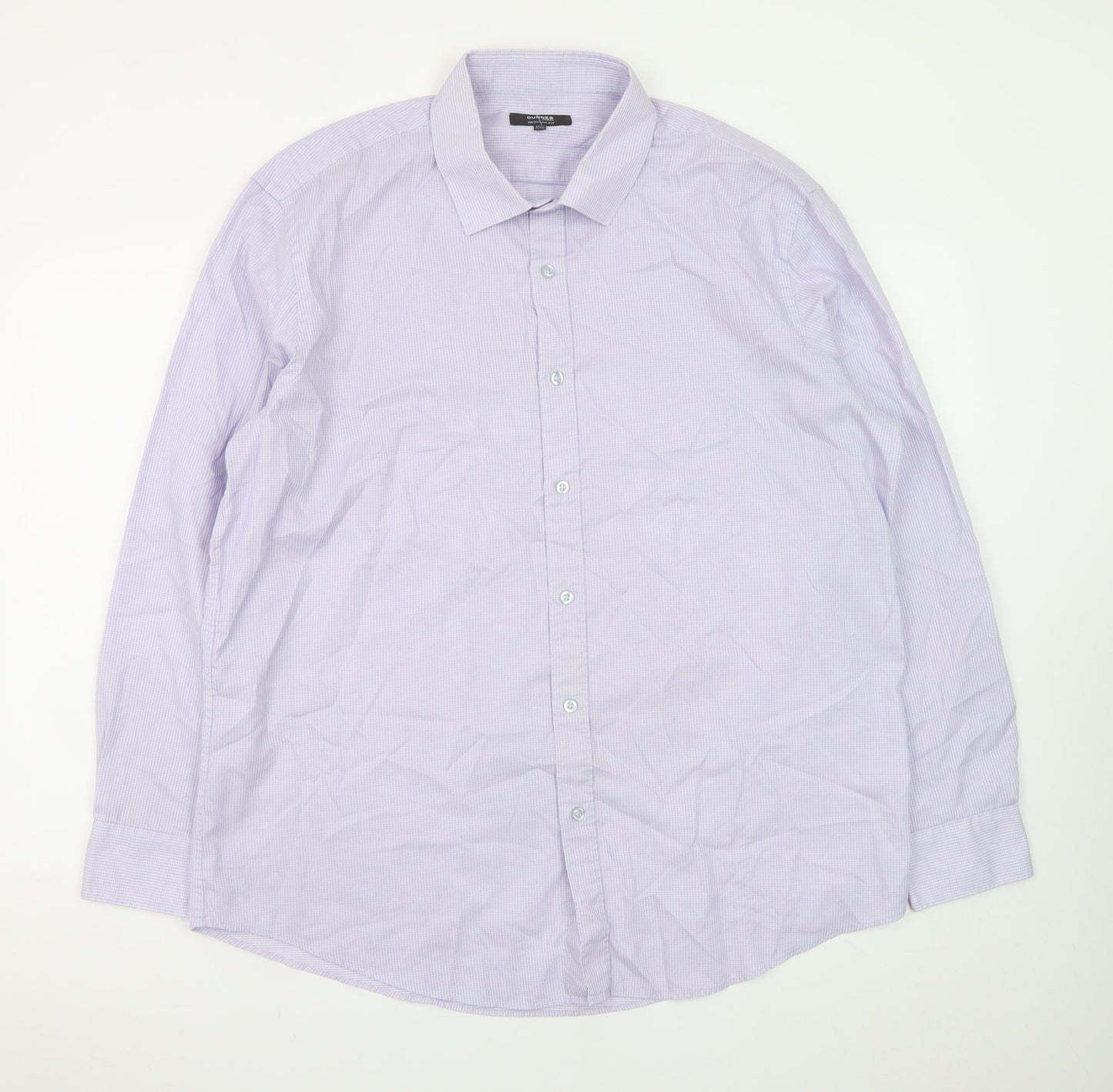 Dunnes Stores Men's Lilac Check Formal Dress Shirt 17.5in Collar 44-45cm