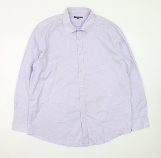 Dunnes Stores Men's Lilac Check Formal Dress Shirt 17.5in Collar 44-45cm