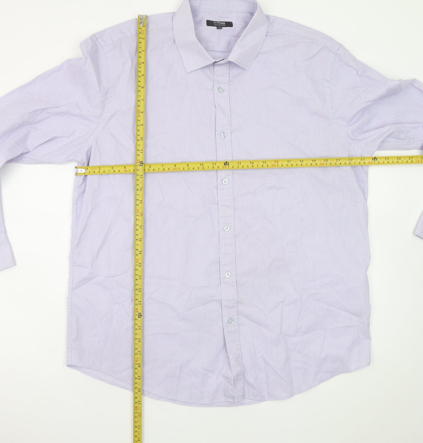 Dunnes Stores Men's Lilac Check Formal Dress Shirt 17.5in Collar 44-45cm