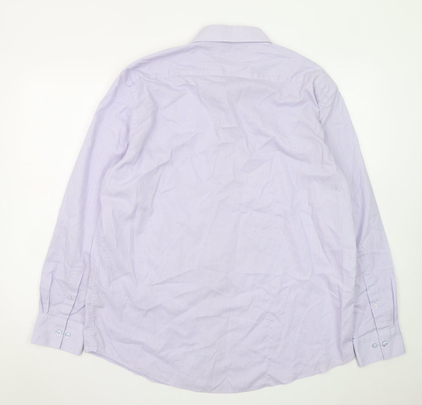 Dunnes Stores Men's Lilac Check Formal Dress Shirt 17.5in Collar 44-45cm