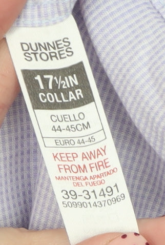 Dunnes Stores Men's Lilac Check Formal Dress Shirt 17.5in Collar 44-45cm