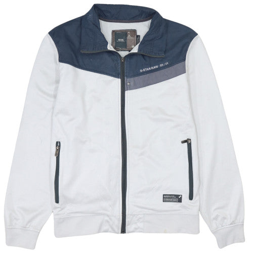 G-Star Raw Men's White & Navy Full Zip Sweatshirt XL