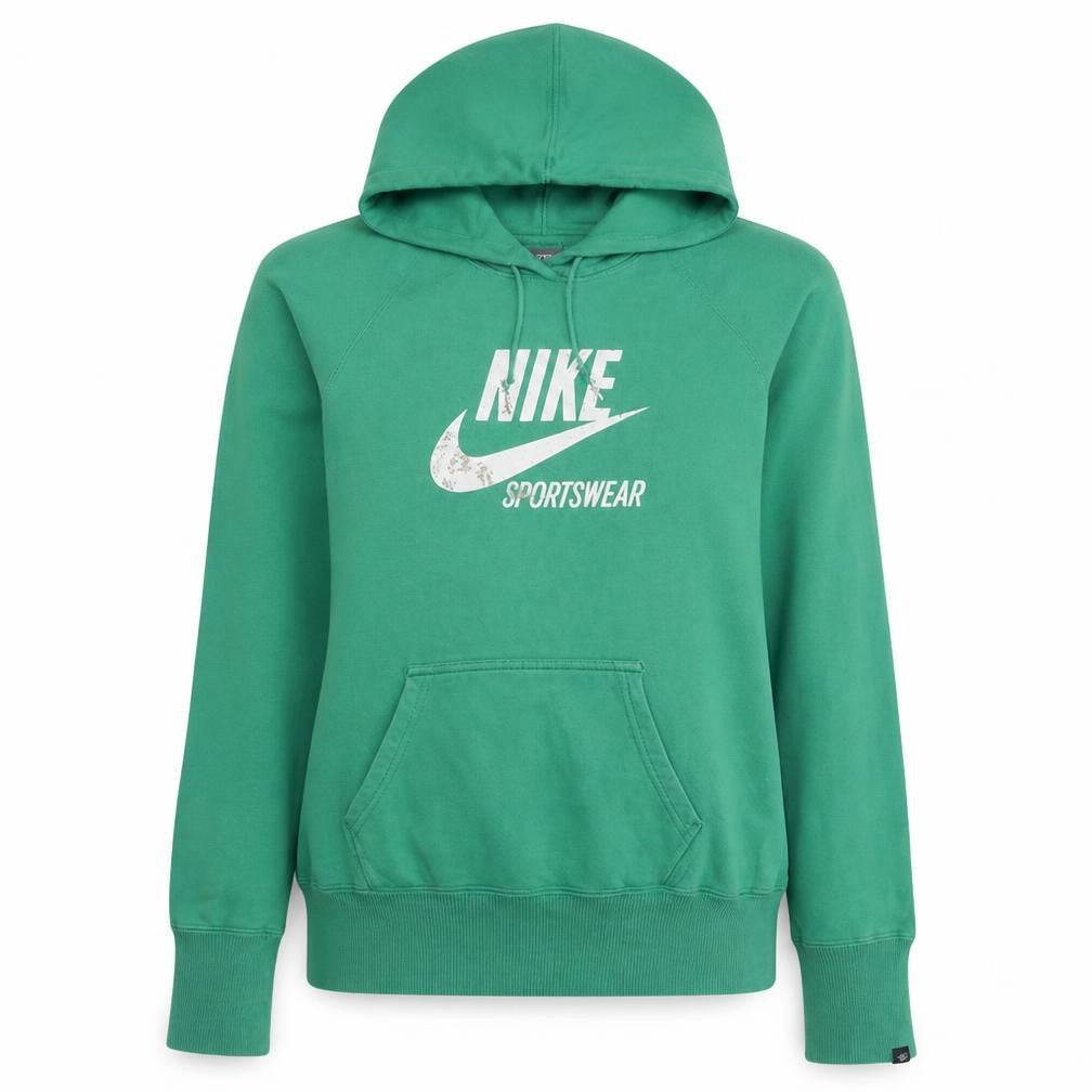 Nike Womens Green Pullover Hoodie UK 12/14 Sportswear Logo Sweatshirt