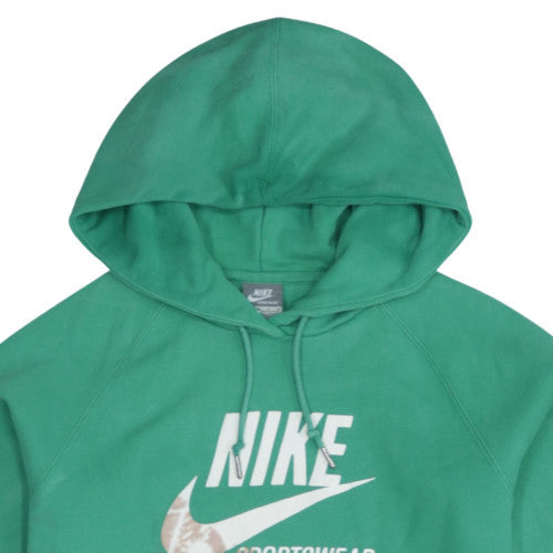 Nike Womens Green Pullover Hoodie UK 12/14 Sportswear Logo Sweatshirt