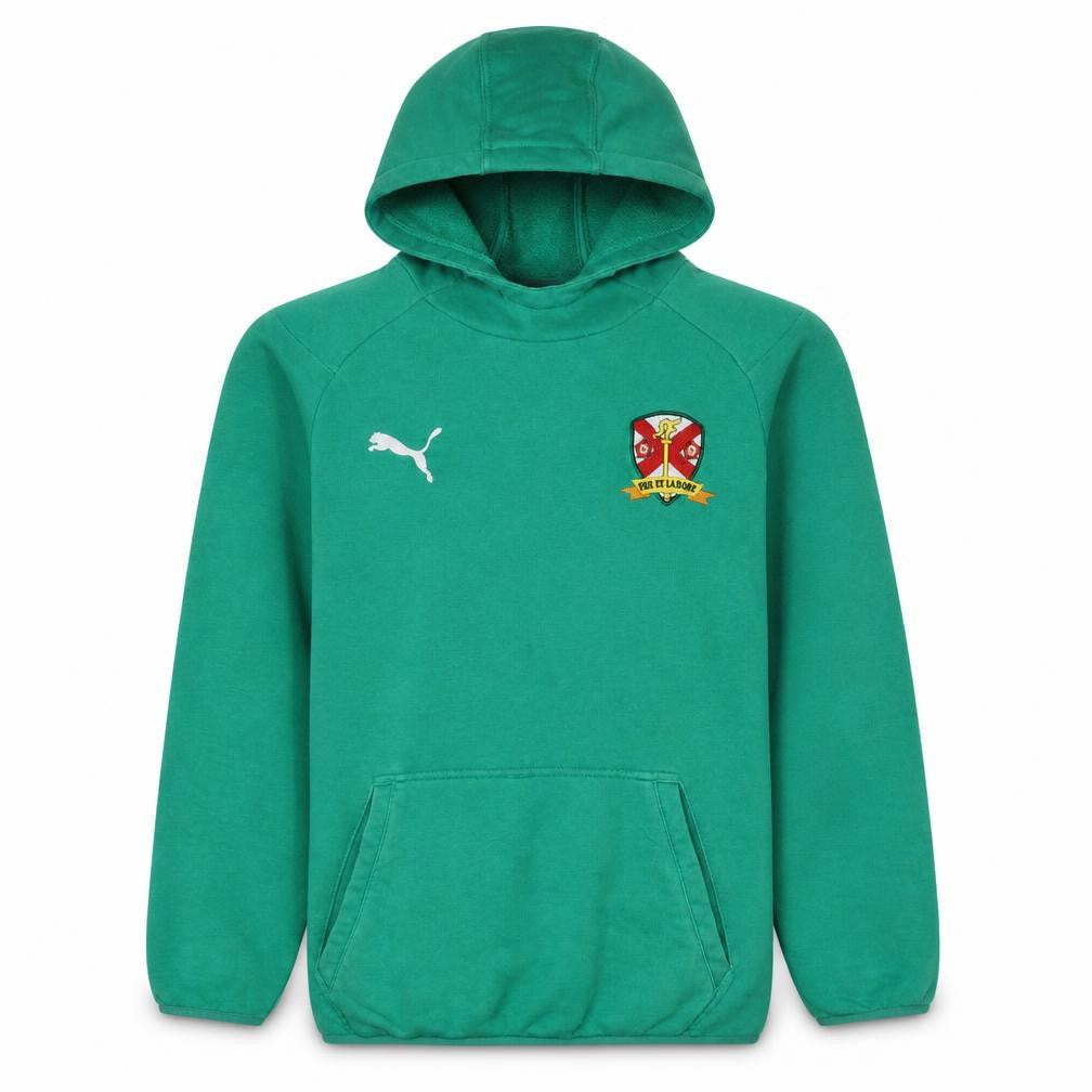 Puma Boys Green Pullover Hoodie XL 16 Years Fide Et Labore Crest Sweatshirt