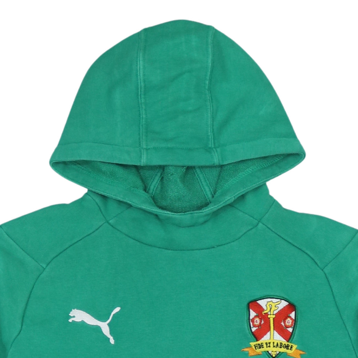 Puma Boys Green Pullover Hoodie XL 16 Years Fide Et Labore Crest Sweatshirt
