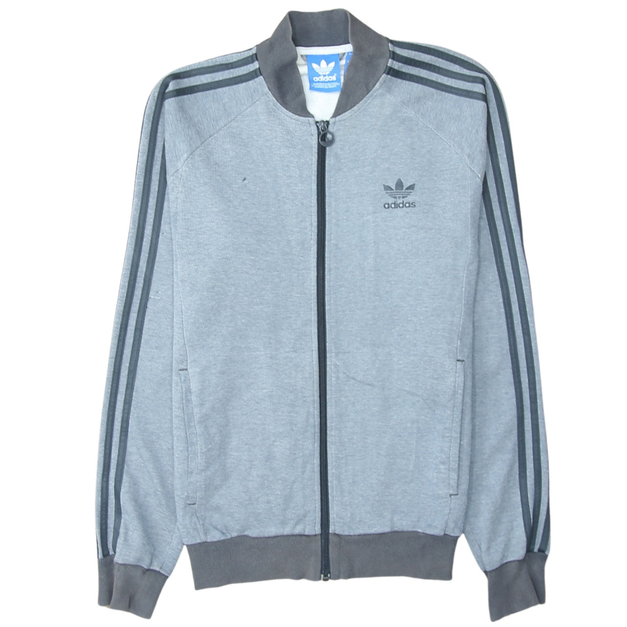 Adidas Men's Grey Full Zip Sweatshirt Small Classic Logo Track Style