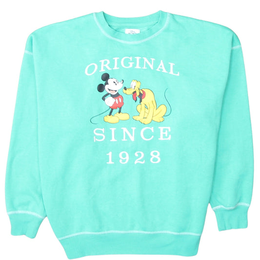Disney x Primark Womens XS Green Mickey Pluto Graphic Sweatshirt