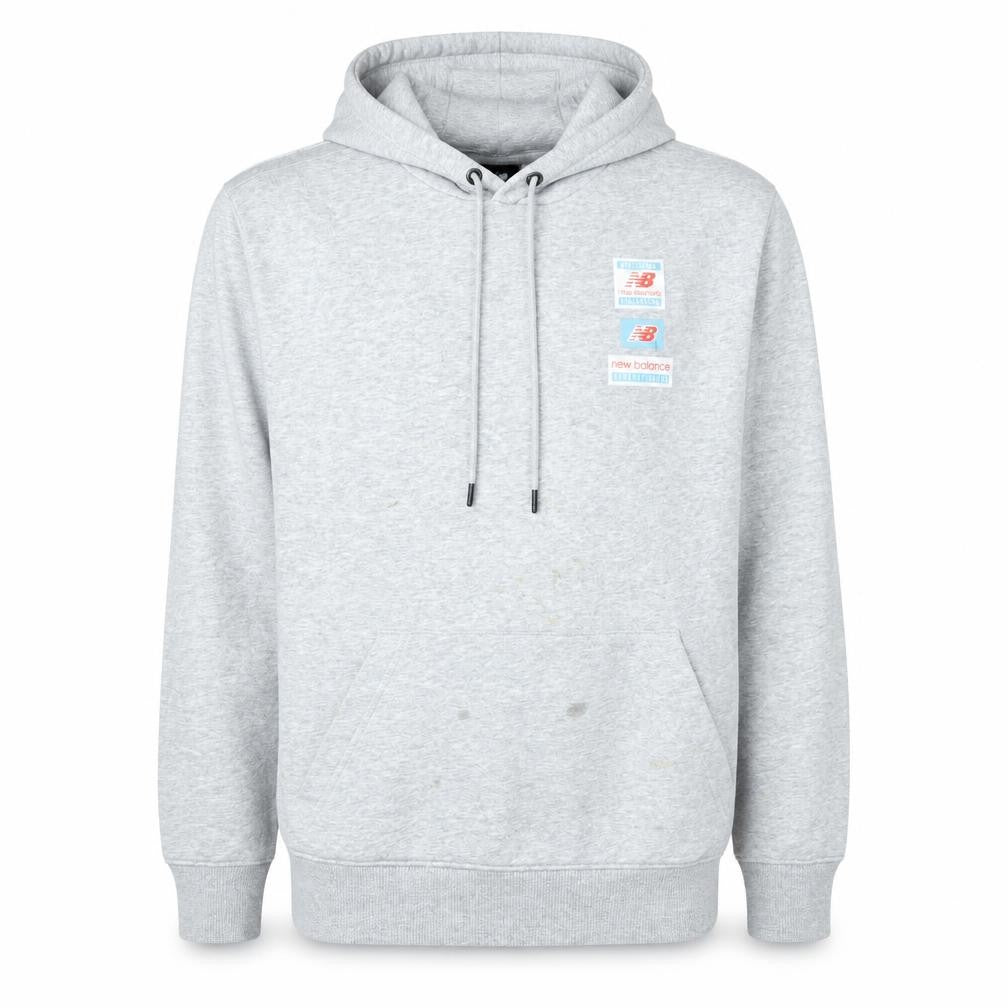 New Balance Mens Grey Pullover Hoodie M Graphic Athletic Style