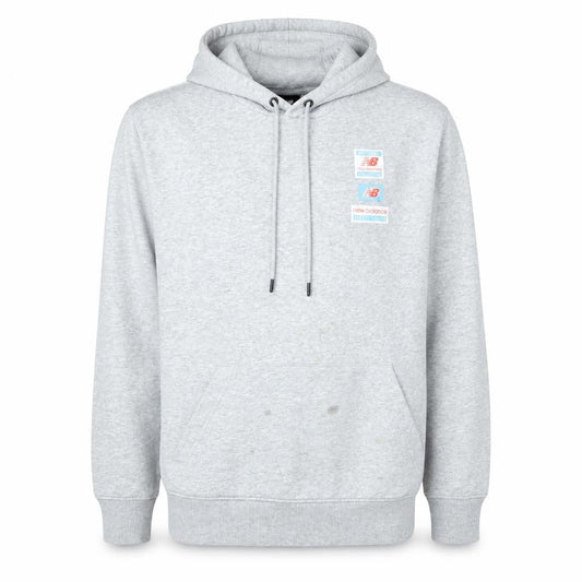 New Balance Mens Grey Pullover Hoodie M Graphic Athletic Style
