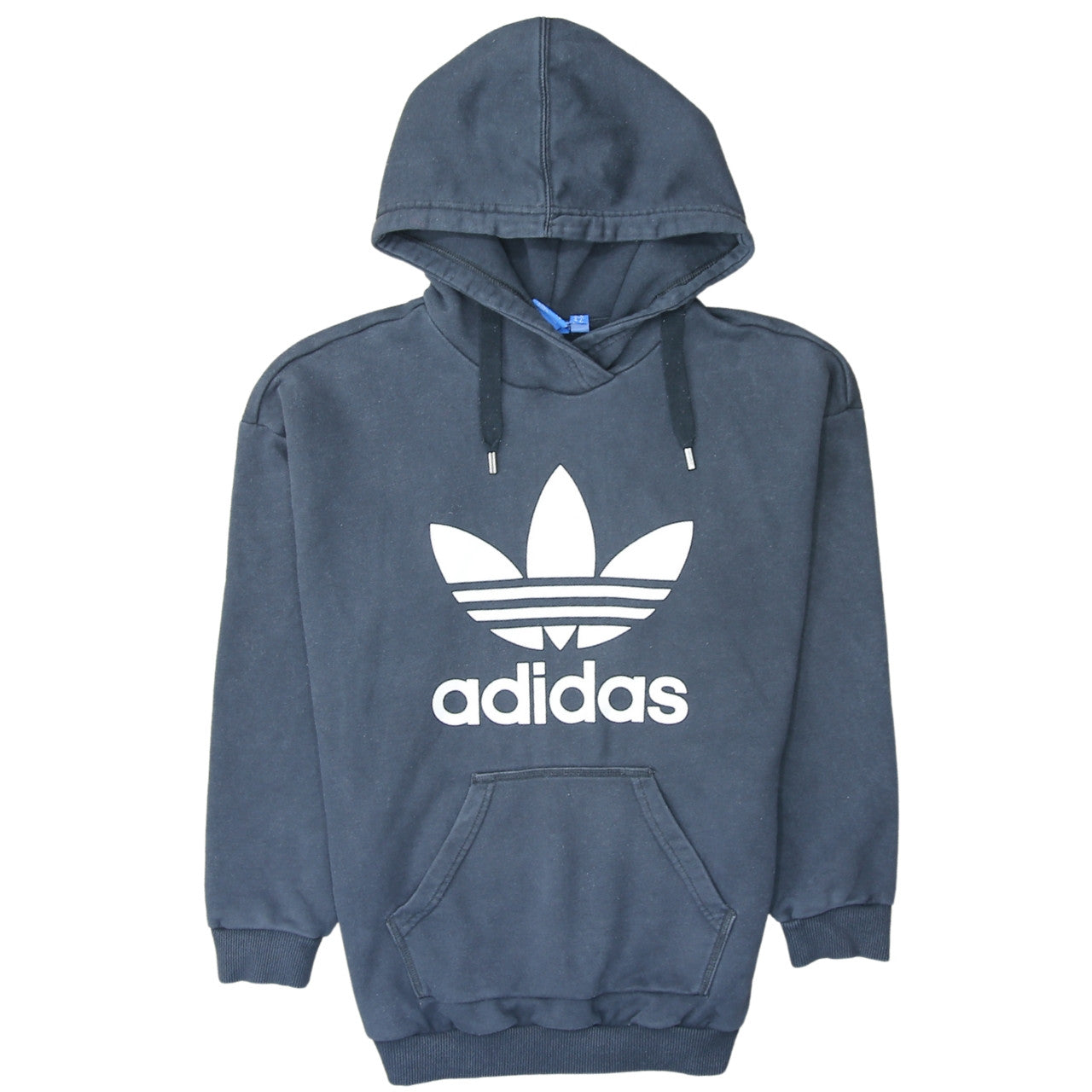Adidas Women Navy Blue Pullover Hoodie Size 10 Hooded Logo Sweatshirt