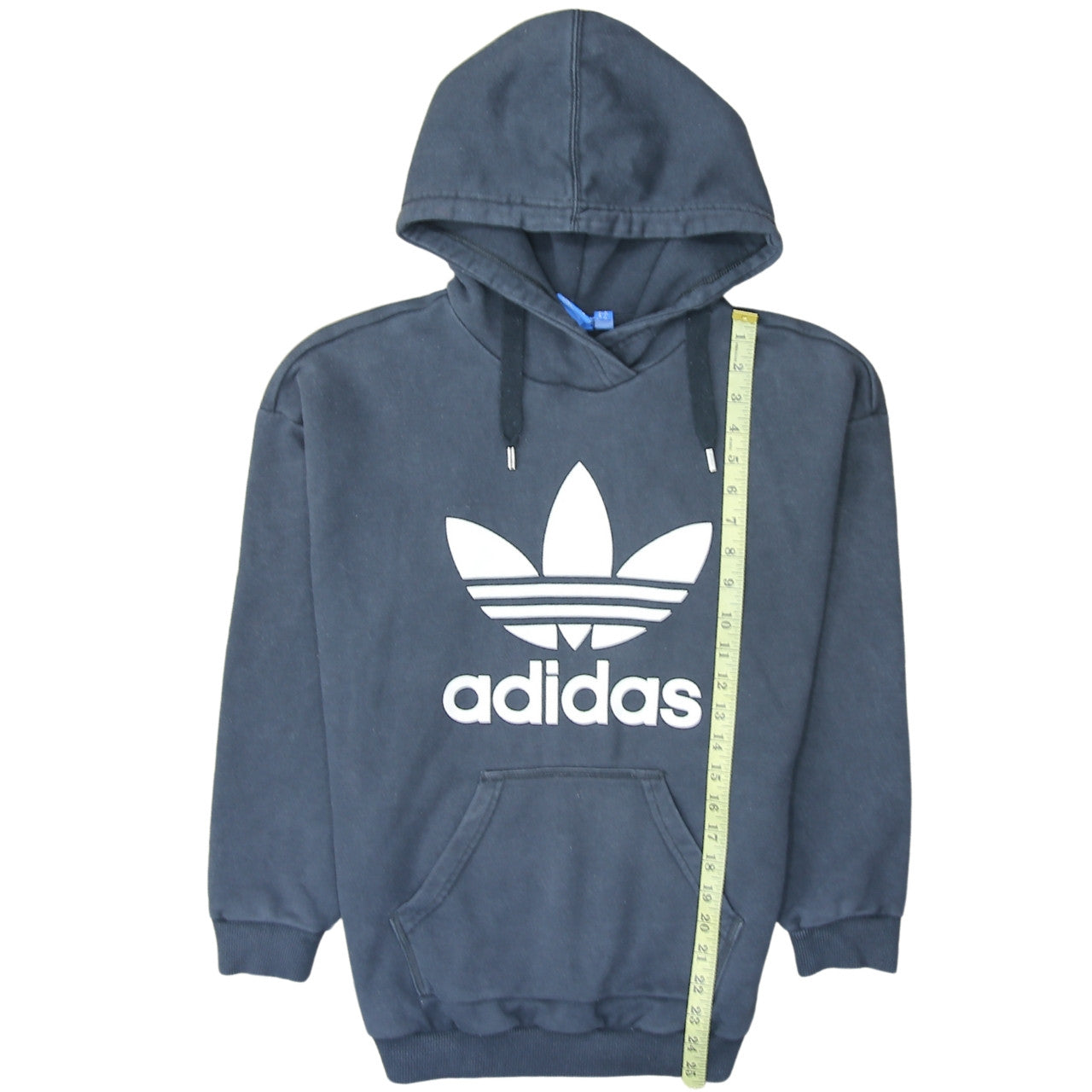 Adidas Women Navy Blue Pullover Hoodie Size 10 Hooded Logo Sweatshirt