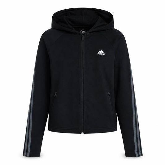 Adidas Womens Black Full Zip Hoodie Size 8-10 Fleece Lined Sportswear