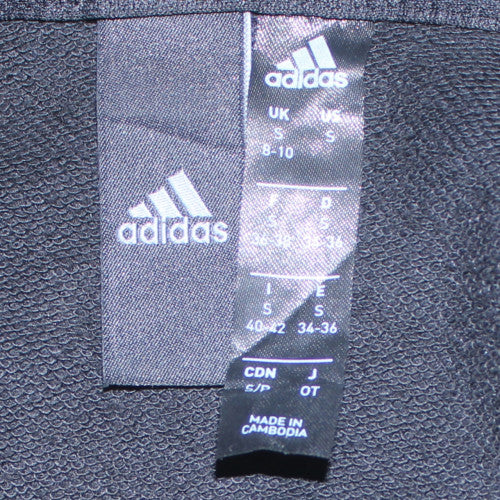 Adidas Womens Black Full Zip Hoodie Size 8-10 Fleece Lined Sportswear