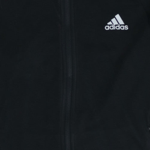 Adidas Womens Black Full Zip Hoodie Size 8-10 Fleece Lined Sportswear