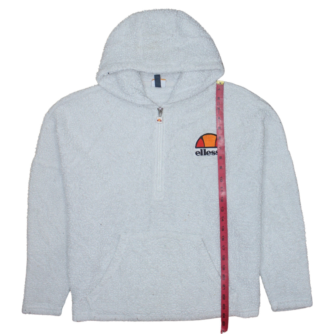 Ellesse Women’s White 1/4 Zip Hooded Pullover Sweatshirt UK 10