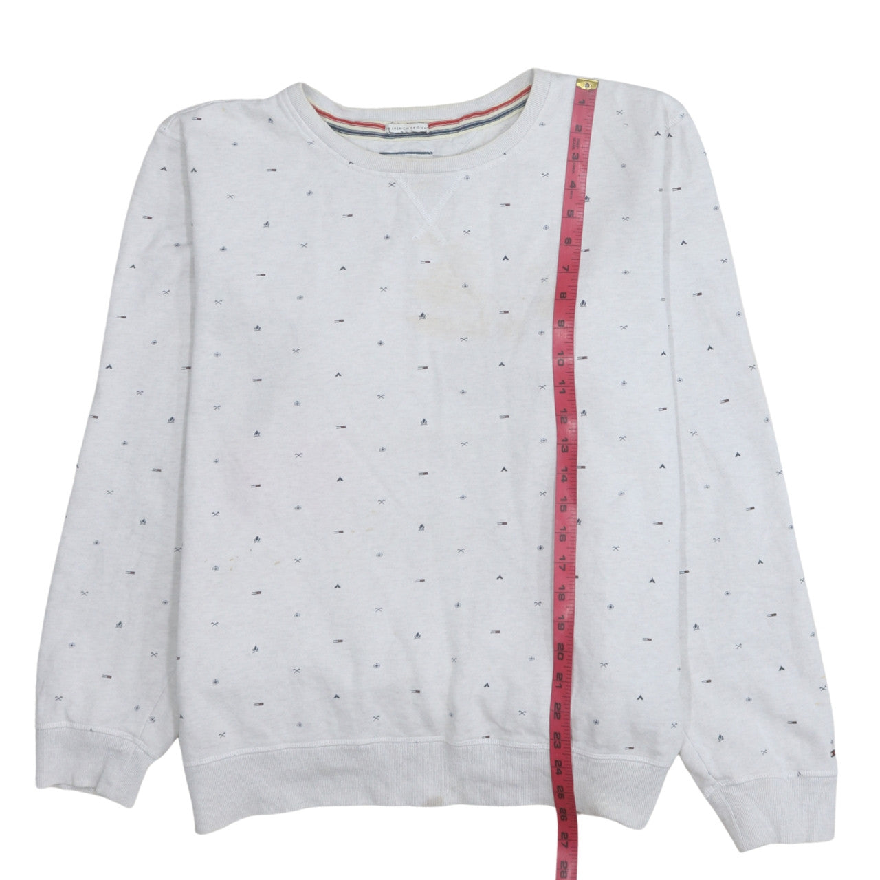 Hilfiger Denim Mens White XL Pullover Sweatshirt Classic Crew Neck