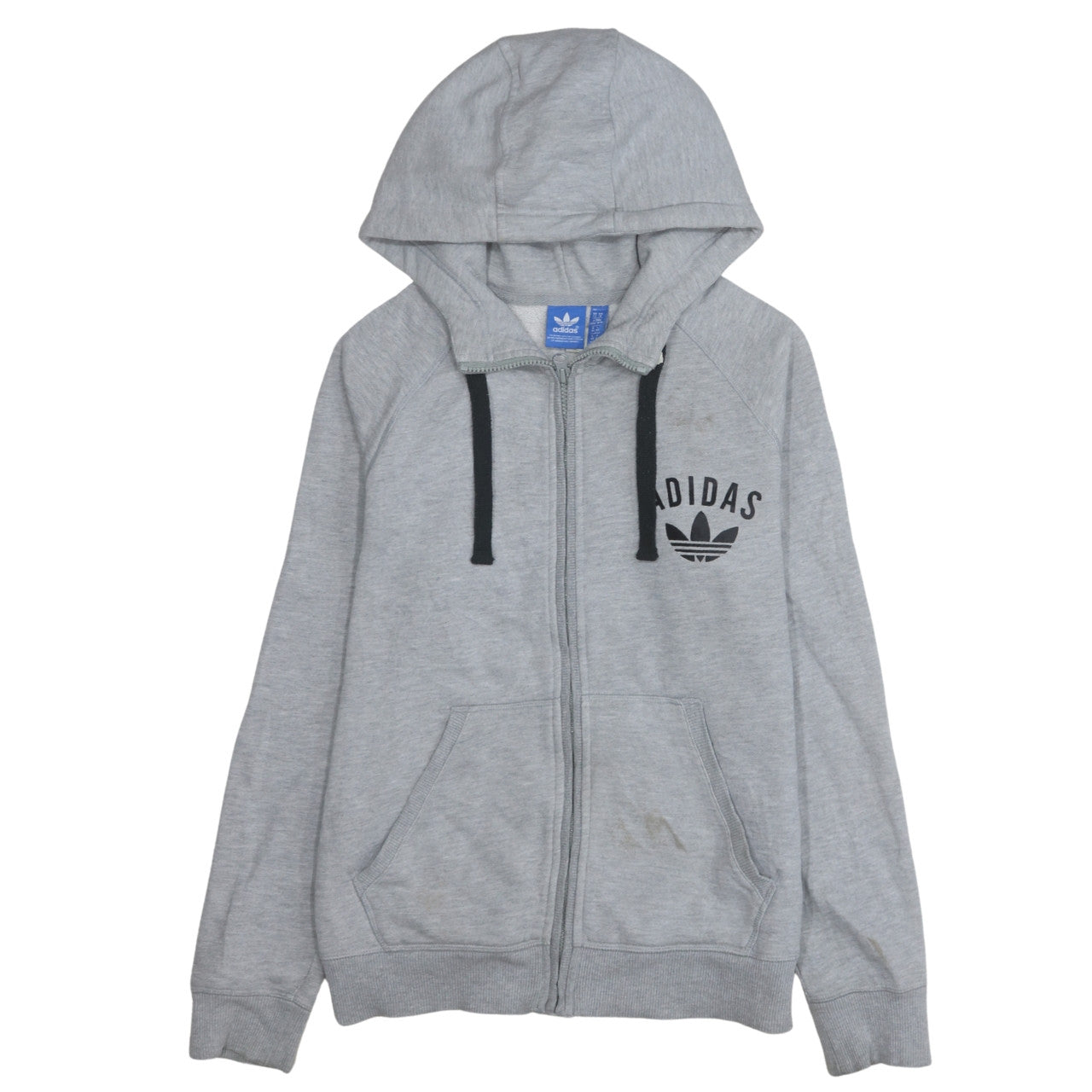 Adidas Women Grey Full Zip Hoodie Medium Classic Cotton Blend