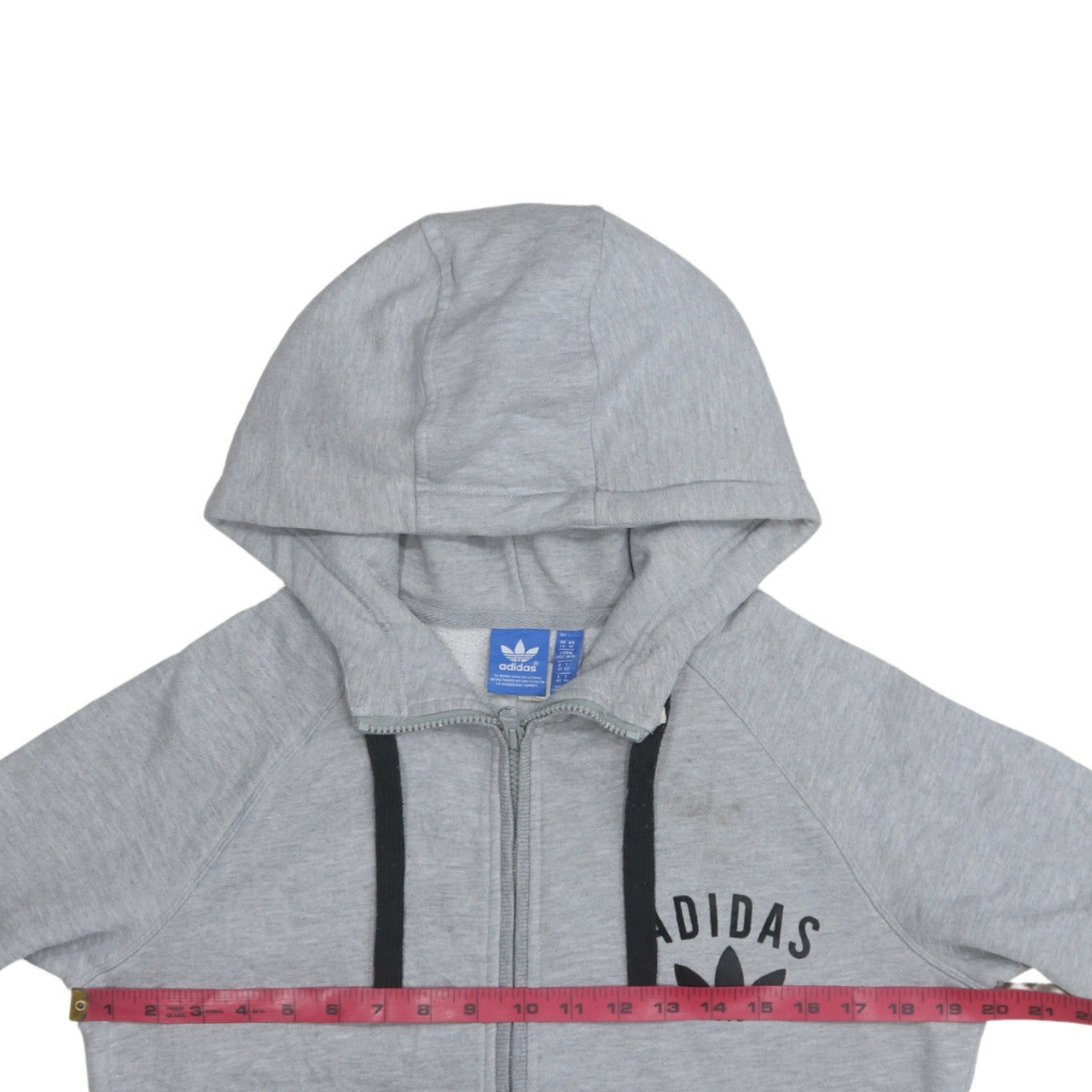 Adidas Women Grey Full Zip Hoodie Medium Classic Cotton Blend
