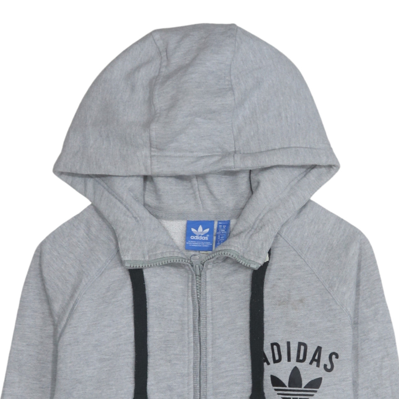 Adidas Women Grey Full Zip Hoodie Medium Classic Cotton Blend