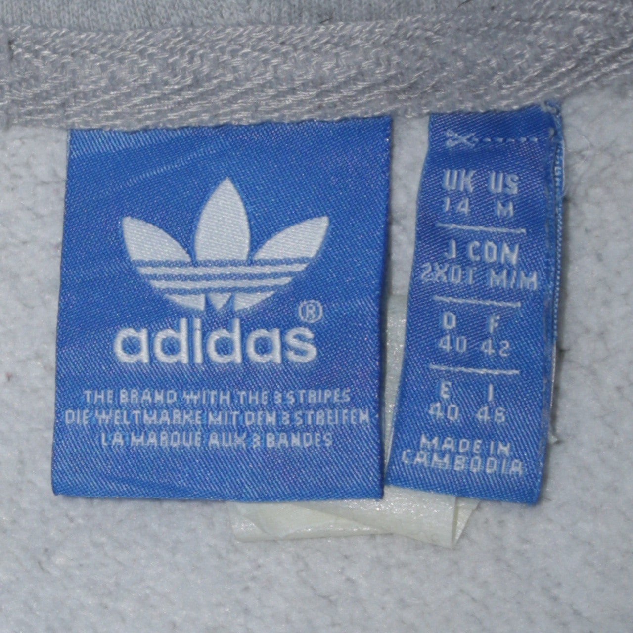 Adidas Women Grey Full Zip Hoodie Medium Classic Cotton Blend