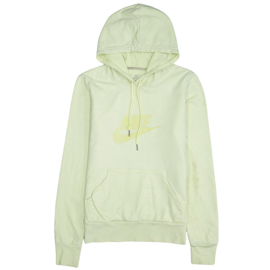 Nike Women Light Yellow Pullover Hoodie Size L Logo Graphic Sweatshirt
