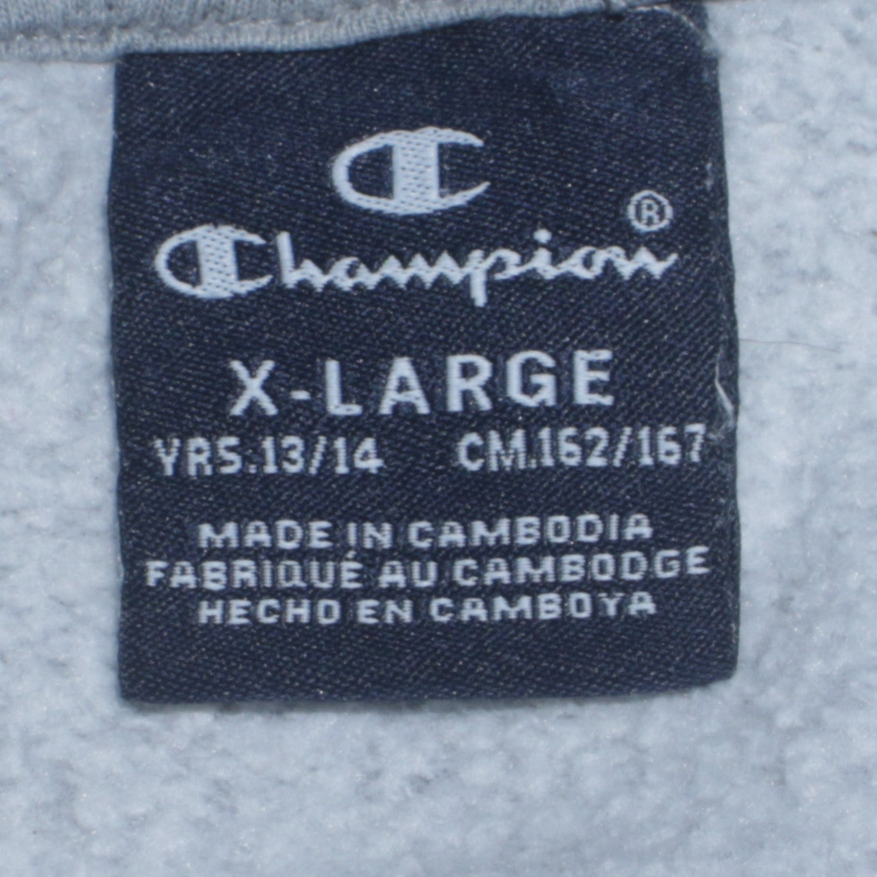 Champion Boys Grey Pullover Hoodie XL 13-14 Years Logo Print Cotton Blend