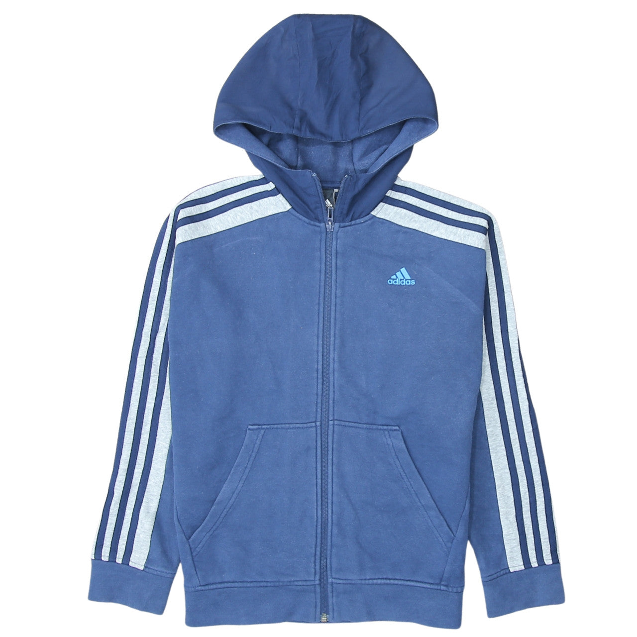 Adidas Boys Blue Full Zip Hoodie Size 13 Years Logo Sportswear