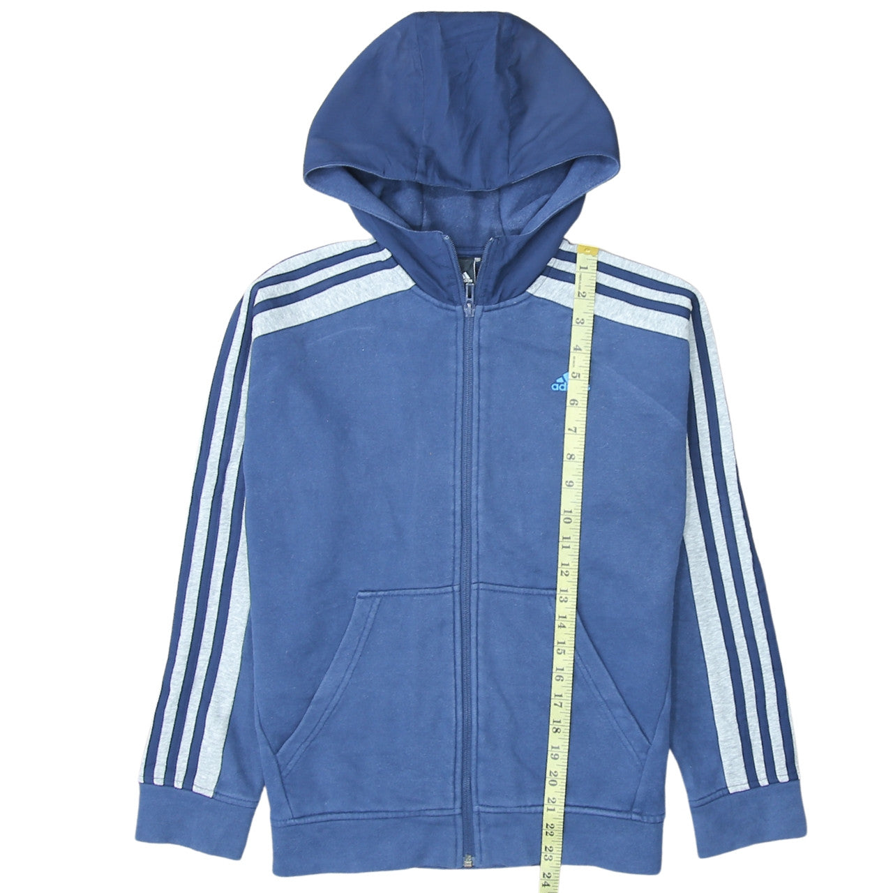 Adidas Boys Blue Full Zip Hoodie Size 13 Years Logo Sportswear