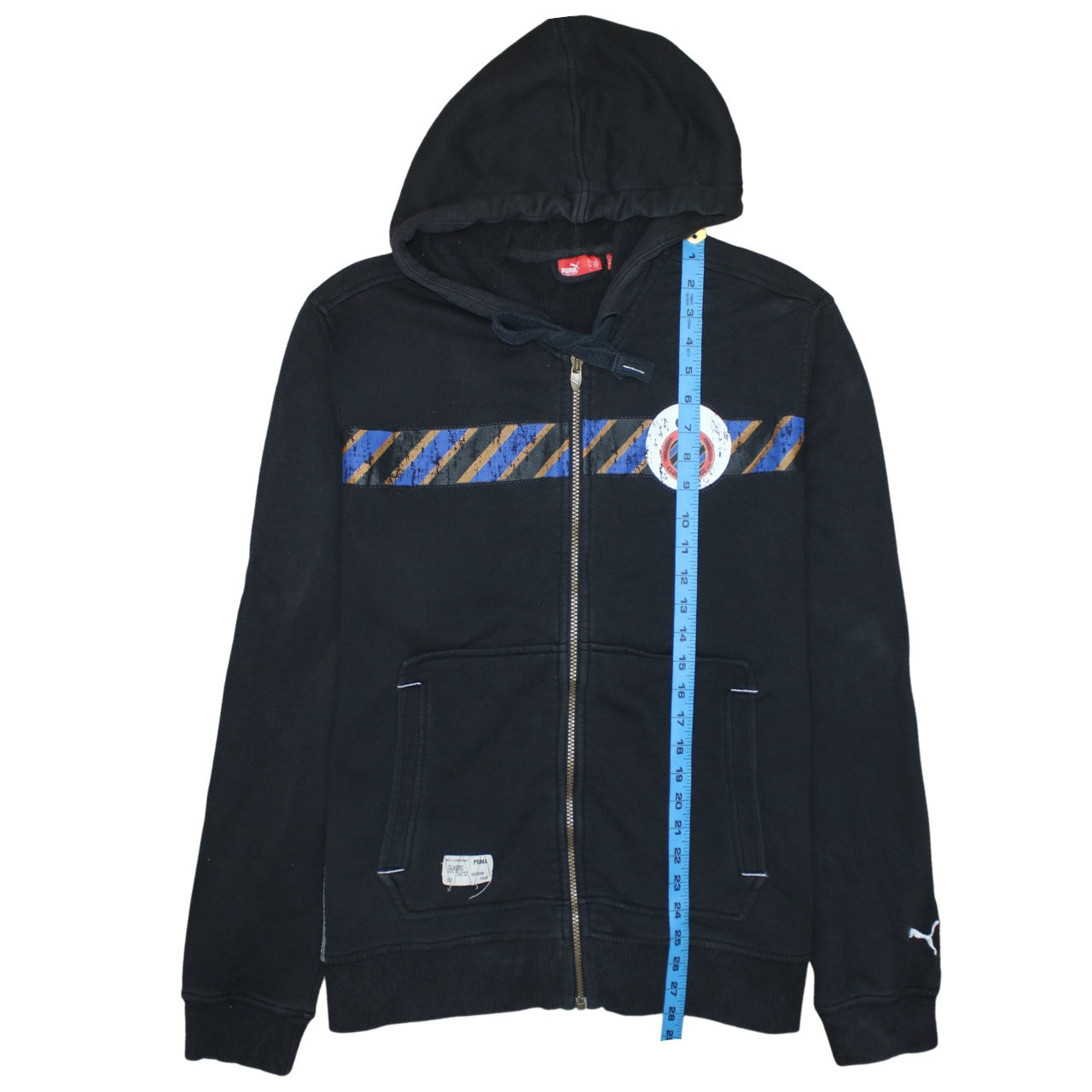 Puma Mens Black Full Zip Hoodie L Football Graphic Print Sportswear
