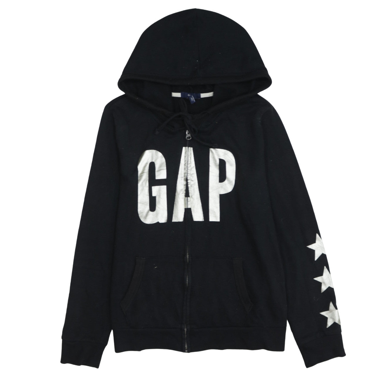 GAP Women Black Full Zip Hoodie Medium Cotton Blend Logo Casual