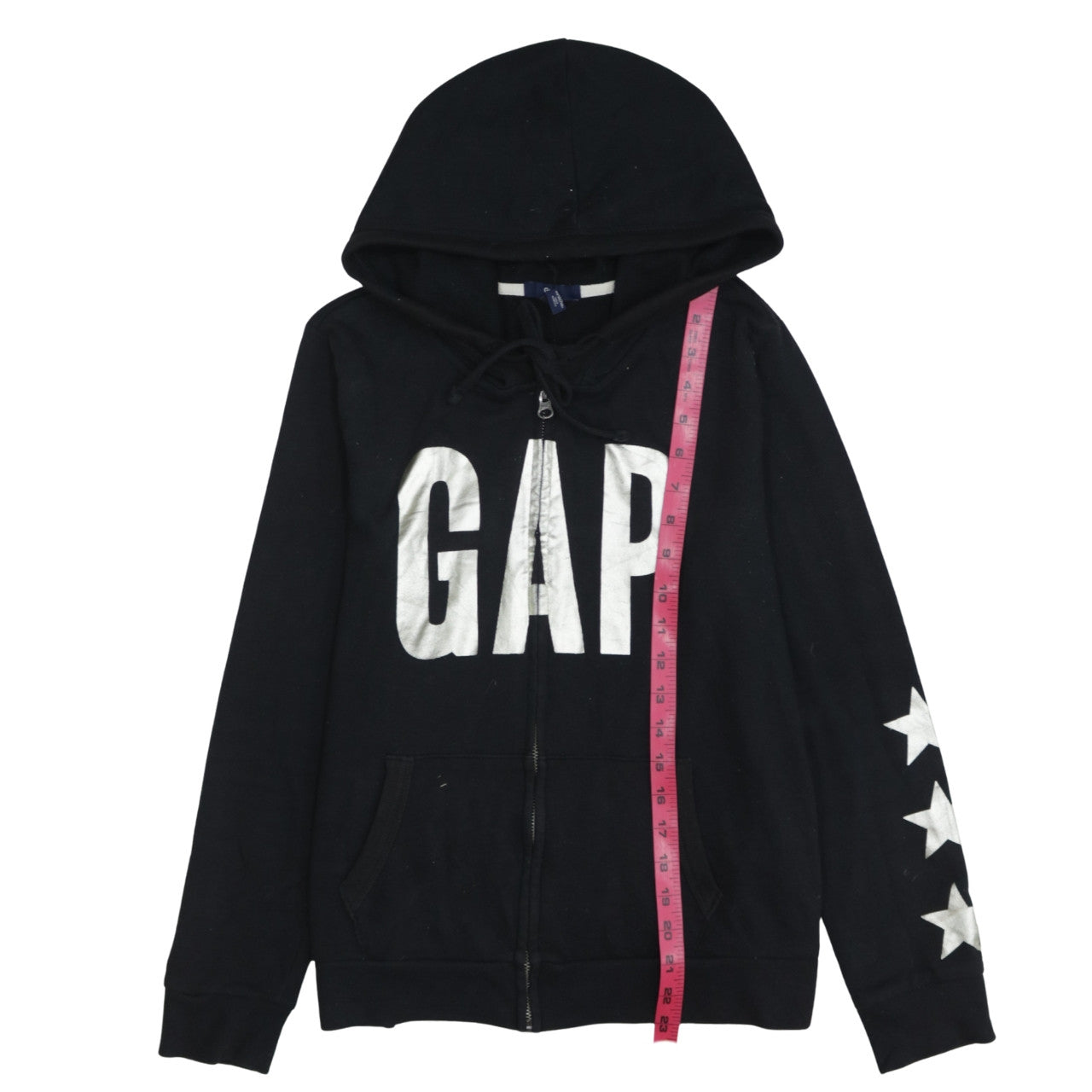 GAP Women Black Full Zip Hoodie Medium Cotton Blend Logo Casual