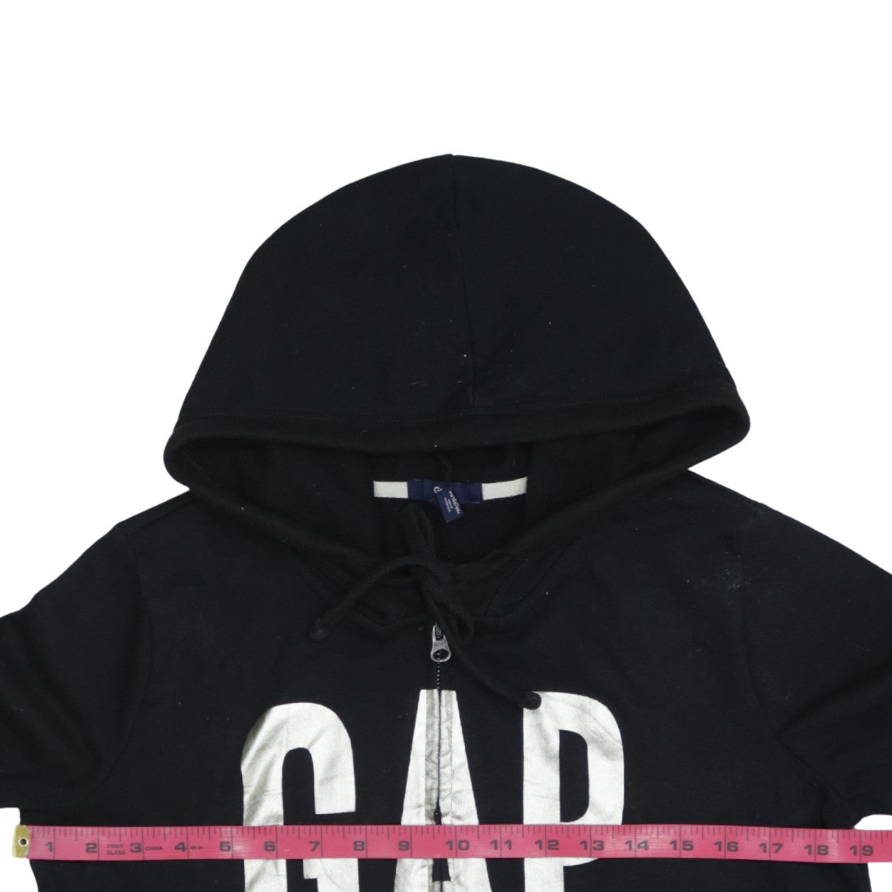 GAP Women Black Full Zip Hoodie Medium Cotton Blend Logo Casual
