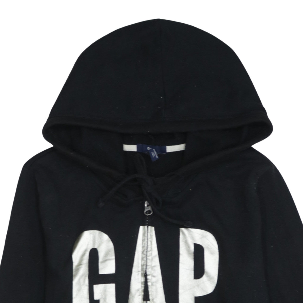 GAP Women Black Full Zip Hoodie Medium Cotton Blend Logo Casual