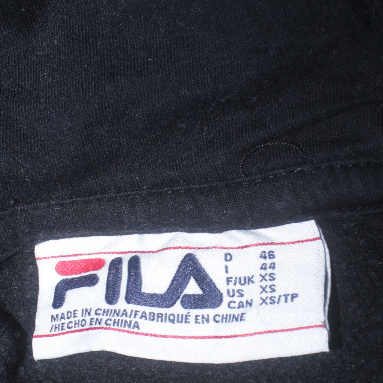 Fila Womens XS Black Grey White Pullover Hoodie Cotton Blend