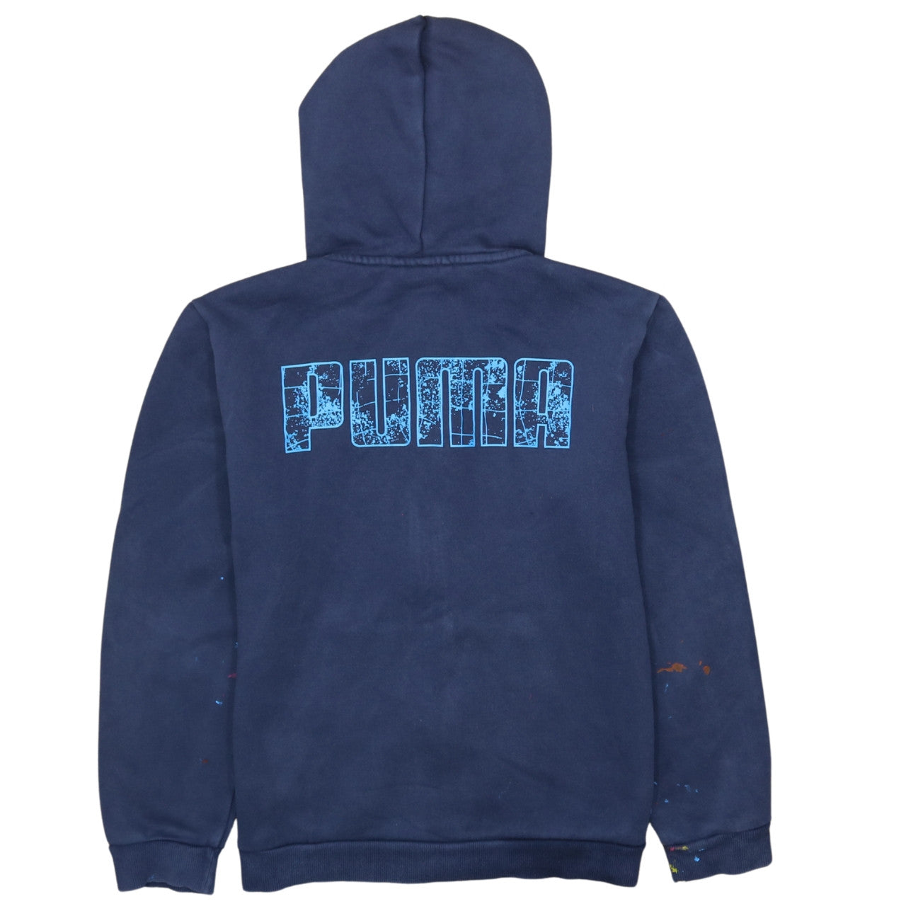 Puma Boys Navy Blue Full Zip Hoodie 13-14 Years Cotton Blend Logo Print