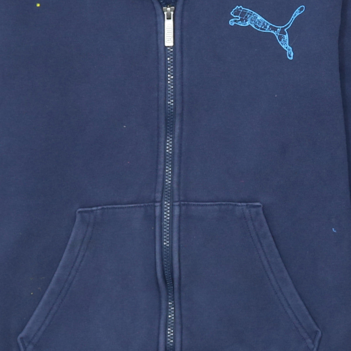 Puma Boys Navy Blue Full Zip Hoodie 13-14 Years Cotton Blend Logo Print