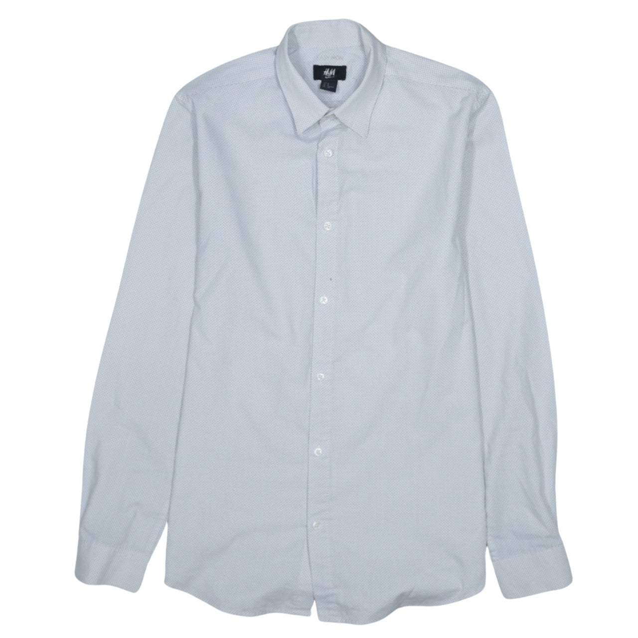 H&M Men's Blue Slim Fit Long Sleeve Polka Dot Button-Up Shirt Size S