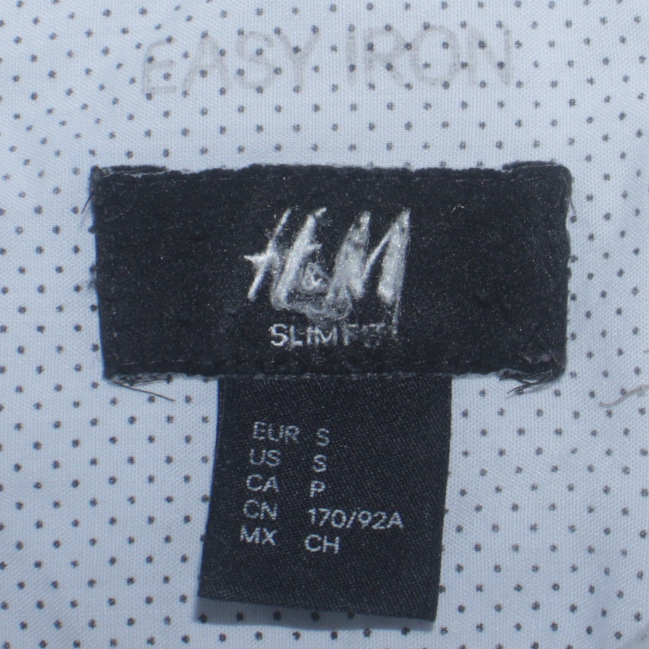 H&M Men's Blue Slim Fit Long Sleeve Polka Dot Button-Up Shirt Size S