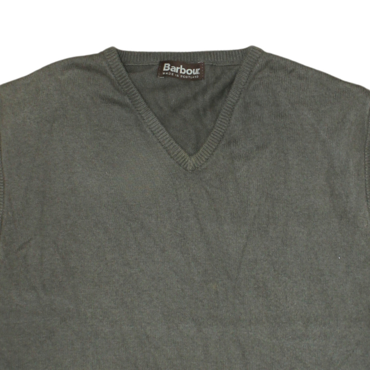 Barbour Men's Green Cotton V-Neck Sleeveless Vest Jumper L